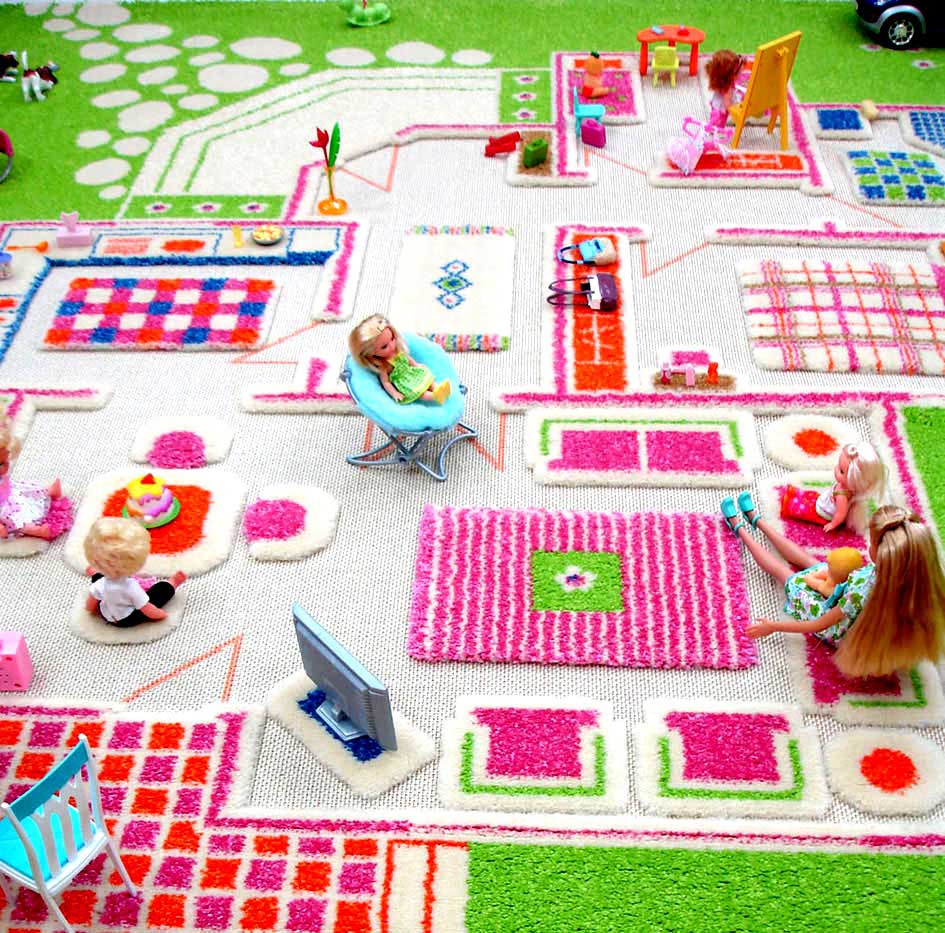 Spielteppich Puppenhaus grün