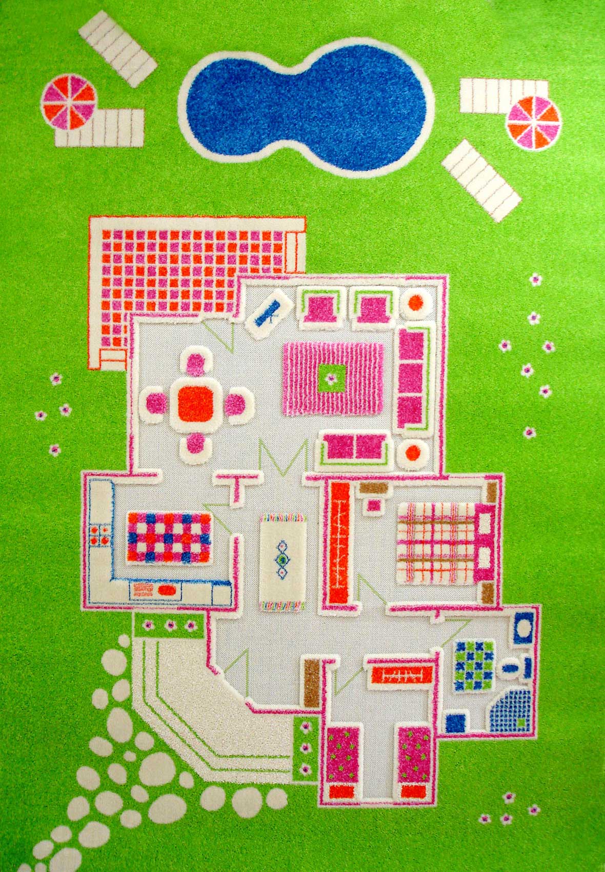 Spielteppich Puppenhaus grün